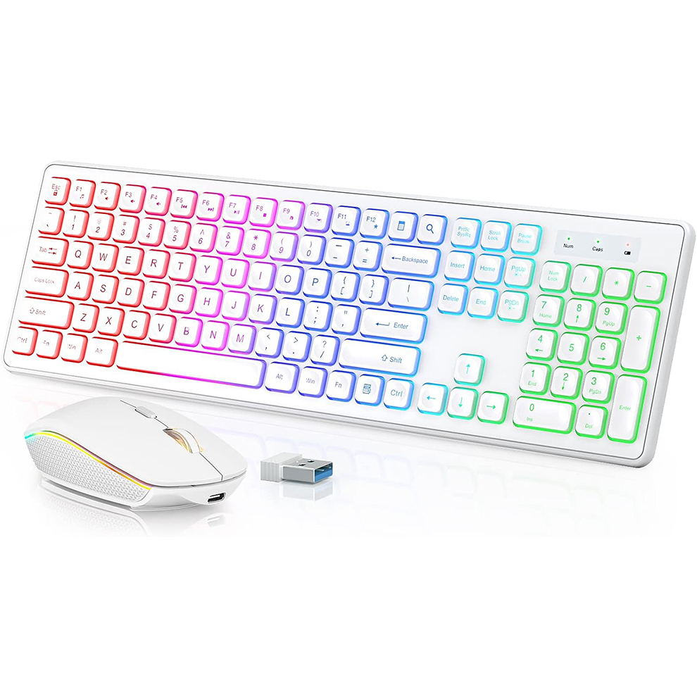 Gaming Keyboard Mouse Wireless - Tastiera e mouse wireless retroilluminati, tasti